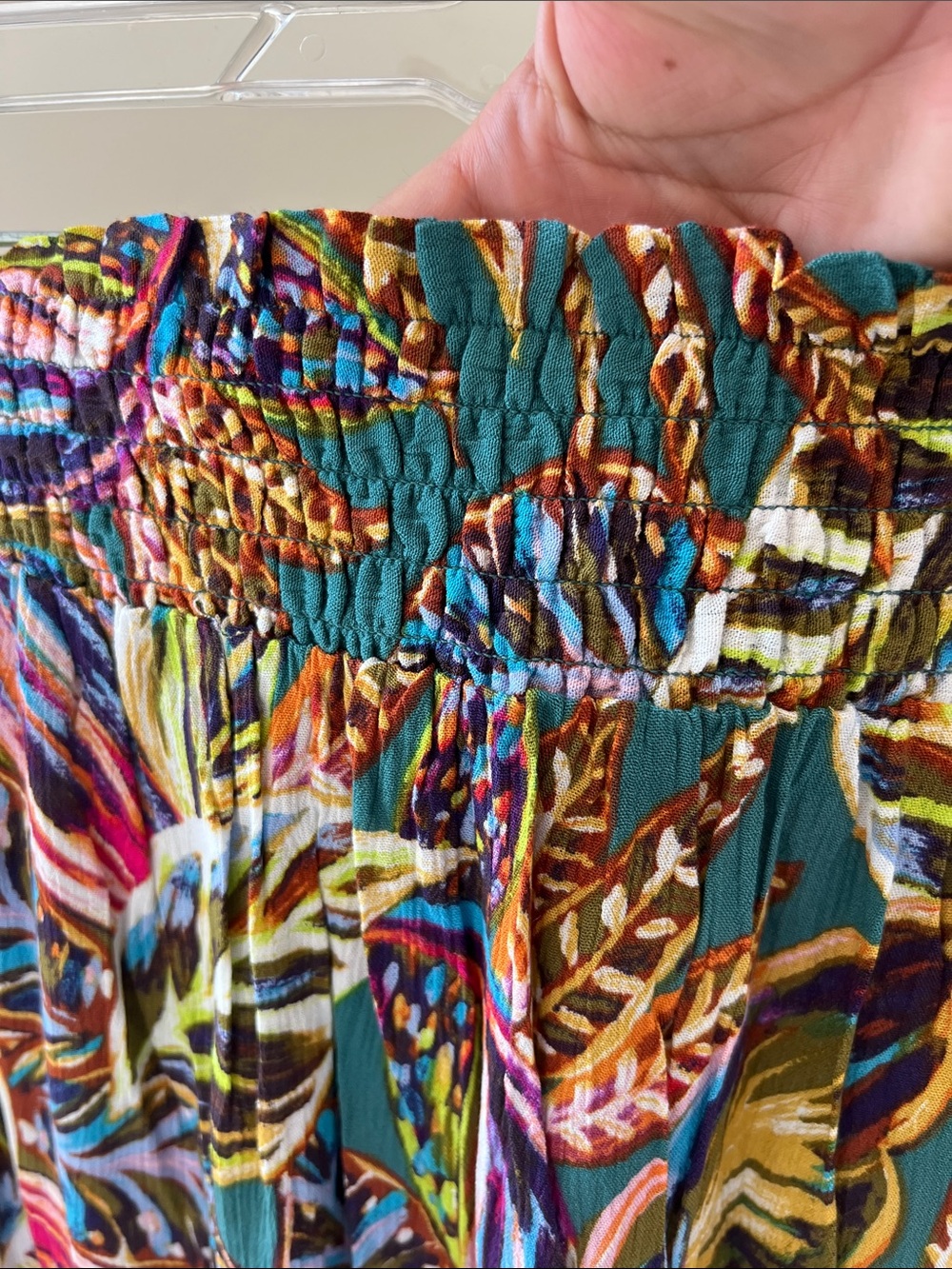 Democracy tropical leaf print evergreen Flounce Hem high low Midi Skirt XL - Picture 8 of 11